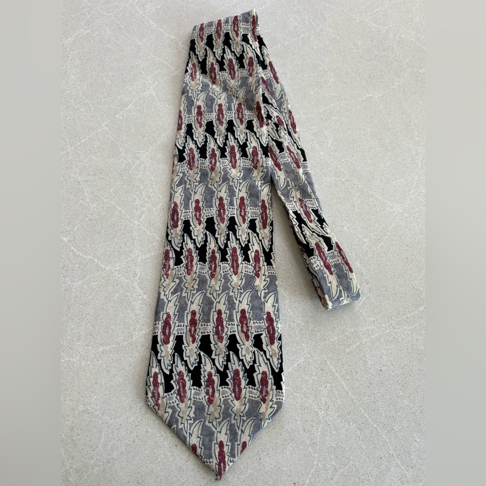 Expression for Men Stylish Geometric Patterned Vintage 100% Silk Tie